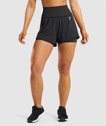 Gymshark Vital Seamless 2.0 2-in-1 Ženske Kratke Hlače Crne | HR 3801LIS